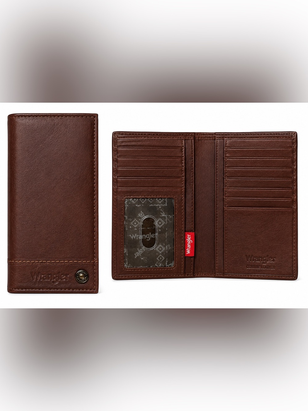 Wrangler Brown Leather Trifold Wallet - Brown
